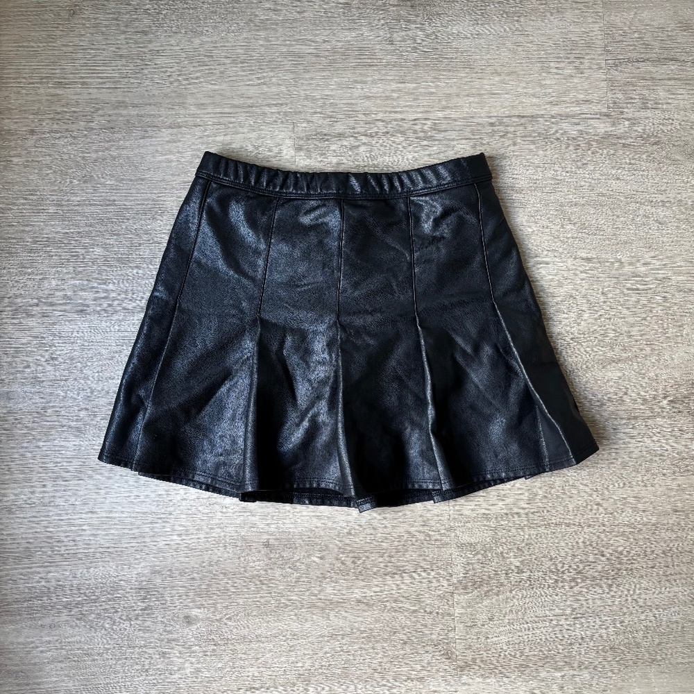 Abercrombie Kids Girls 9/10 Black Leather Skirt